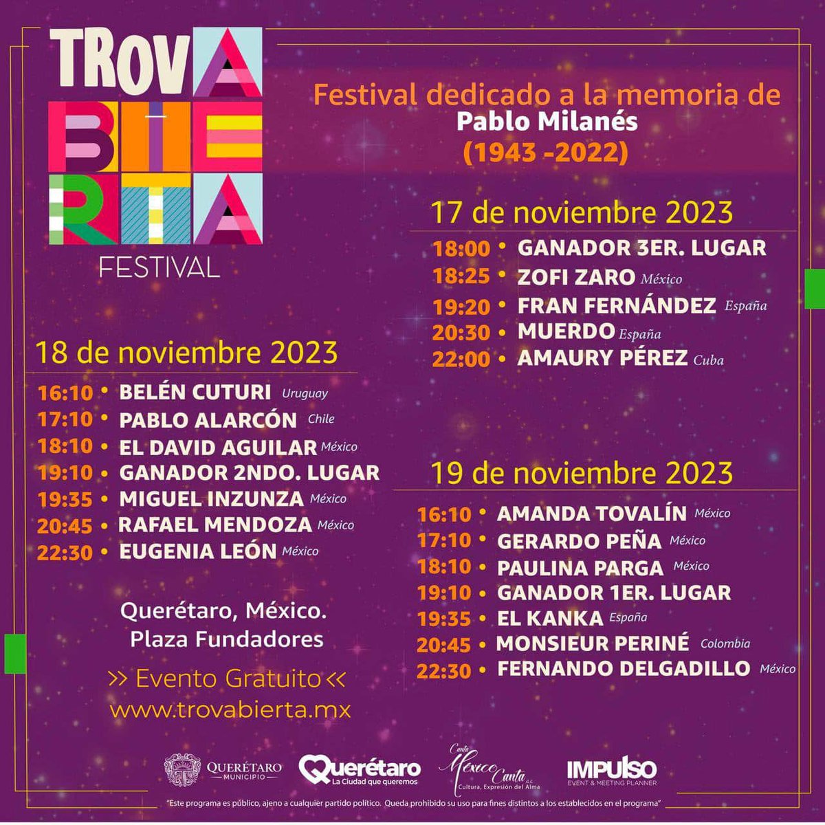 Estamos listos para vivir la segunda edición del Festival #TrovAbierta 2023. Aquí te dejamos la programación