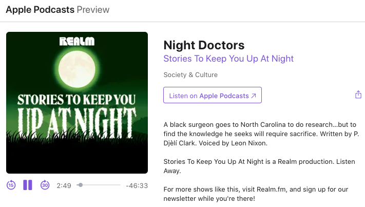 What if I told you there was a prequel story to Ring Shout? And what if I told you it involved an origin story on the enigmatic Dr. Antoine Bisset and the Night Doctors? And what if I told you it was now an audio by voice actor Leon Nixon? And what if...? podcasts.apple.com/us/podcast/nig…