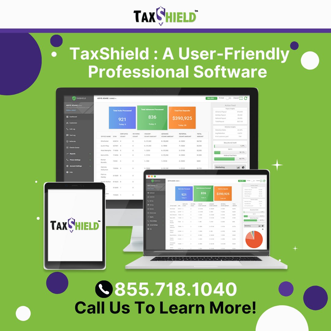 Simplify your business journey with TaxShield. Our user-friendly professional software is designed for repeatable, year-round success.

Call us now at 855.718.1040 to learn more about TaxShield Professional Tax Software!

#taxshield #taxsoftware #servicebureaus #referralprogram