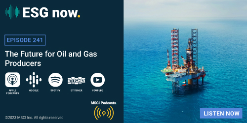 MSCI_Inc's tweet photo. If some say oil demand is soon to peak, why are some oil and gas producers growing reserves? If there is uncertainty about the future, how are oil and gas companies positioning themselves amid an uncertain low-carbon transition? We find out on #esgnow. https://t.co/Ub3rB1Qvad https://t.co/iwwZMiKefy