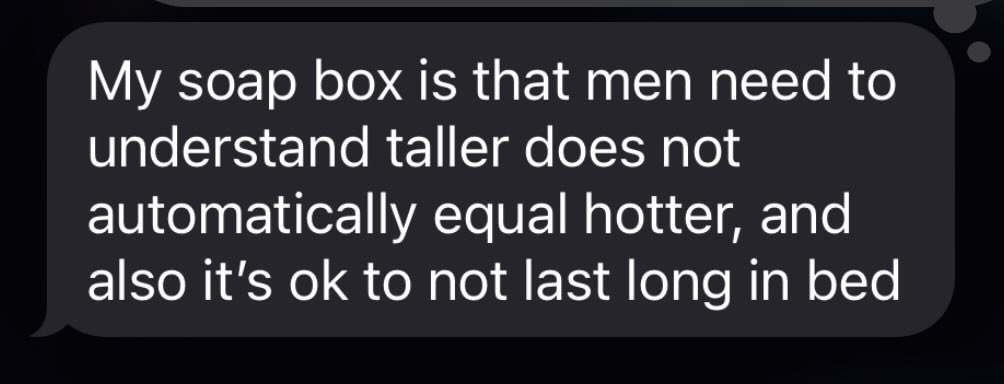 OakCliffDaddy's tweet photo. hooked up with someone recently and followed it up by jokingly apologizing for not being over 6ft and this is how she responded. https://t.co/9SKa9mE1KJ