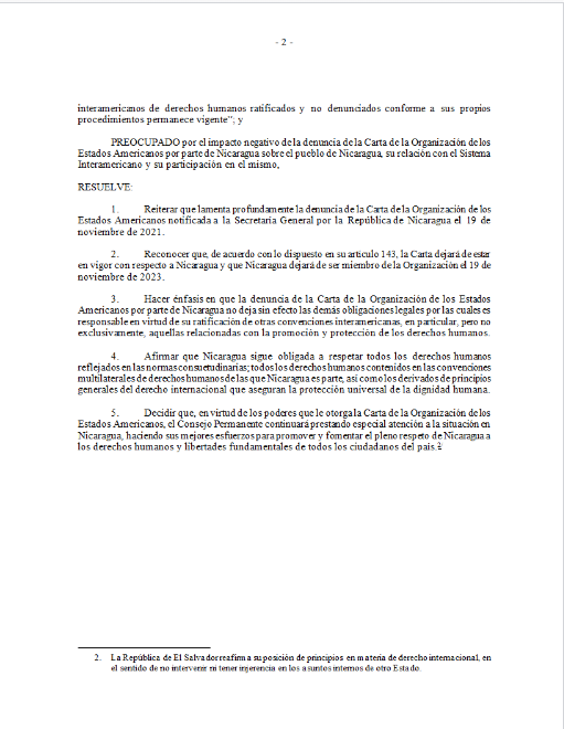 OEA_oficial's tweet photo. Consejo Permanente de la OEA aprobó por consenso la resolución “Medidas consiguientes a la denuncia de la Carta de la Organización de los Estados Americanos por la República de Nicaragua” https://t.co/nO69faMYex