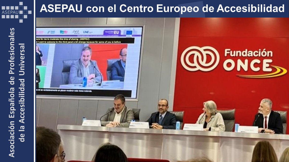 Ayer nuestra asociación participó en el evento europeo de #AccessibleEU moderando el panel sobre los profesionales de la accesibilidad. Que nuestra asociación esté presente en eventos internacionales es importante para visibilizar la labor de ASEPAU y todos sus profesionales.