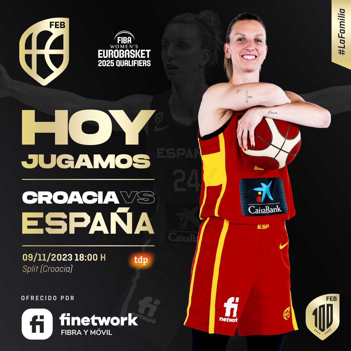 HOY JUEGA #LaFamilia‼️ Comienza un nuevo reto🙌

🏆 Clasificación #EuroBasketWomen 2025 
🇭🇷🆚🇪🇸
⏰ 18:00h
📌 Gripe Sports Hall (Split)
📺 <a href="/teledeporte/">Teledeporte</a>

#SomosEquipo