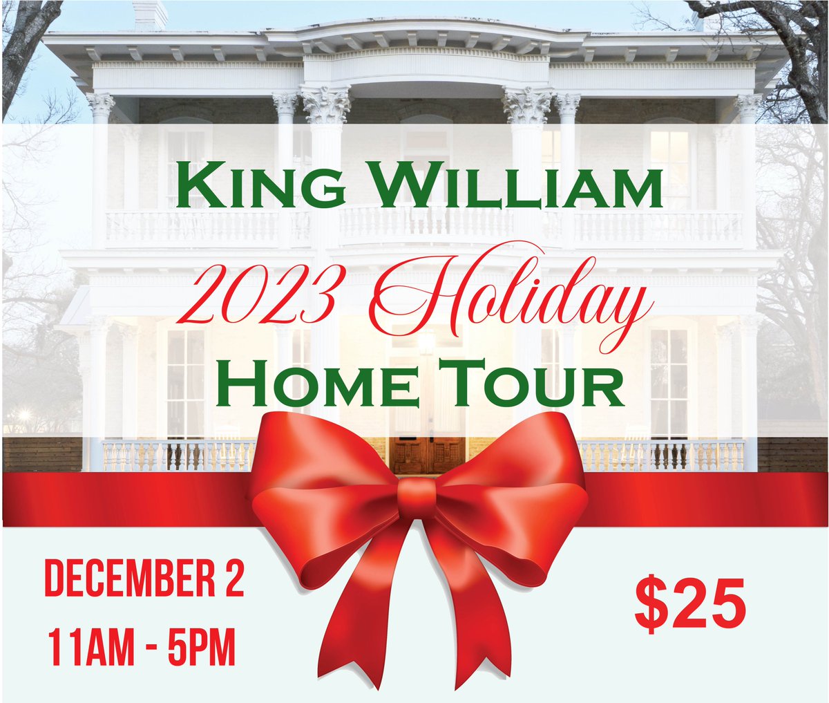 The KWA is hosting its Holiday Home Tour featuring eight historic homes in the KW neighborhood on December 2, 2023 from 11am-5pm. Tickets are $25 per person and can be purchased online at eventbrite.com/e/king-william… on Tour Day at KWA, 122 Madison St.