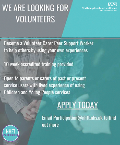 ❤️ Make a difference, become an @NHFTNHS #volunteer #carer peer support worker. Participation@nhft.nhs.uk