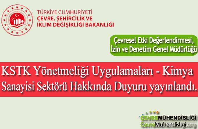 KSTK Yönetmeliği Uygulamaları - Kimya Sanayisi Sektörü Hakkında Duyuru yayınlandı. Duyuruya ulaşmak için sitemizi ziyaret ediniz:  cevremuhendisligi.org/index.php/cevr… #cevre #cevremevzuati #cevremuhendisligi #cevremuhendisligiorg #cevremuhendisleri #çevre #sustainability #surdurulebilirlik