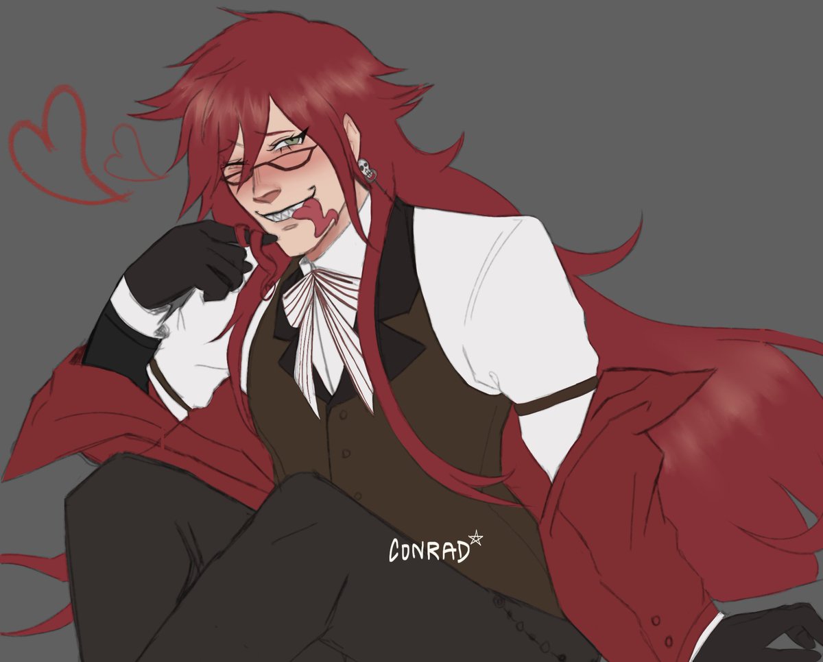 CafesAmante's tweet photo. I've already finished the whole anime and series including around the circus (my fav btw..) my sister has been watching it to try and finish what she started years ago so I've been rewatching it with her RAAAAAAAAAH #Grellsutcliff #blackbutler #grellblackbutler #blackbutlerfanart https://t.co/lFzGUZfcjR