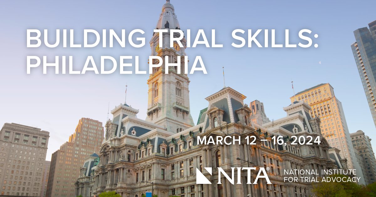 Check out NITA's upcoming Building Trial Skills course in Philadelphia this March. Interested to learn more? Click the link in the bio to visit our website. info.nita.org/patrial2024