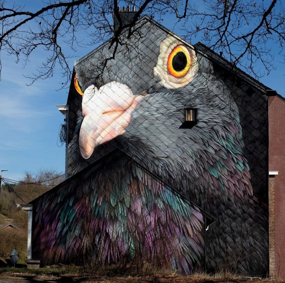 MolinaStreetArt's tweet photo. Art by Belgian Adele Renault in Stavelot, Belgium (2022) #adelerenault #lamolinastreetart | photo via artist mysl .nl/SihU https://t.co/MzyO5BlIUC