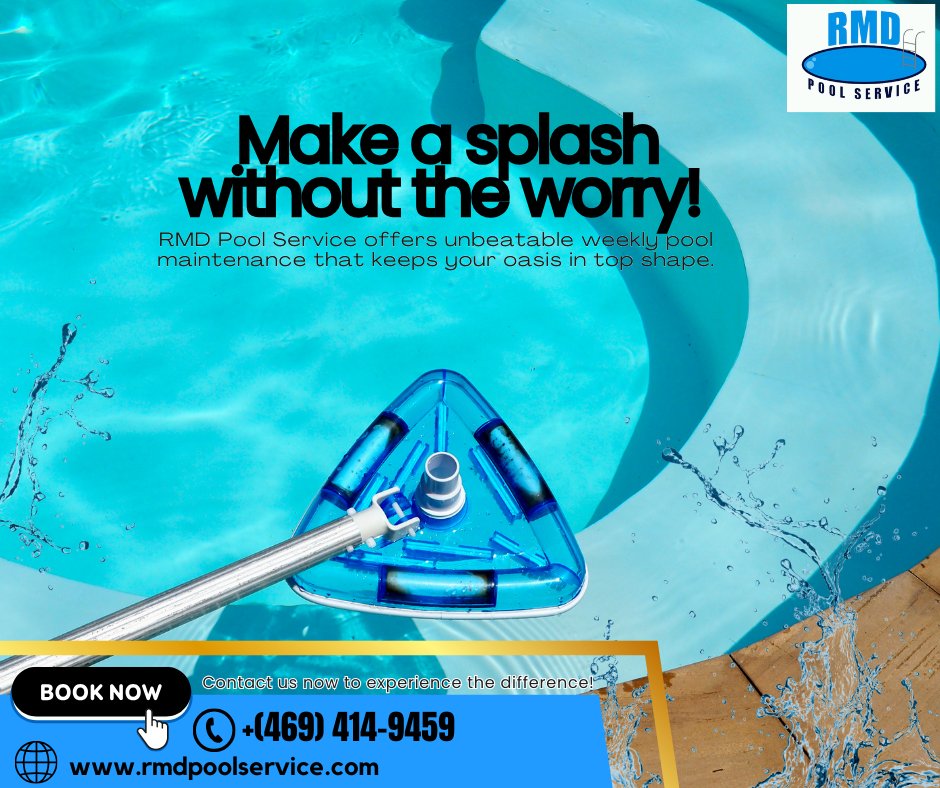 RMDPoolService's tweet photo. Make a splash without the worry! RMD Pool Service offers unbeatable weekly pool maintenance that keeps your oasis in top shape. Contact us now to experience the difference!
**
🌍https://t.co/FouUDoZkUU
📞(469) 414-9459
#PoolExperts #PoolServices #PoolMaintenance https://t.co/8VZmOdz4sU