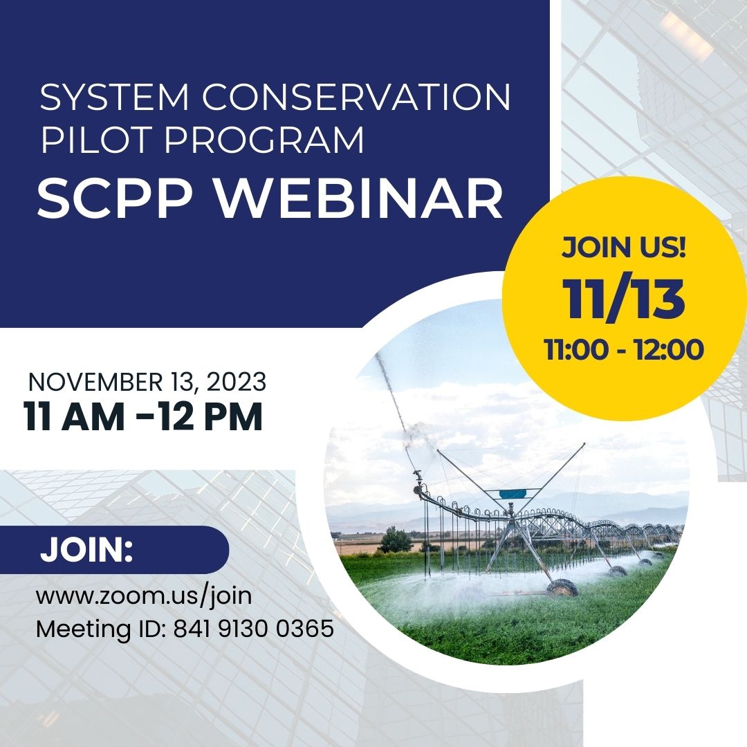SCPP is a voluntary, temporary, and compensated program to mitigate the impacts of drought in the Upper Basin and to support water users in developing drought resilience tools.

Join us Nov 13 11am MST for info about SCPP and how Colorado water users can submit an application!