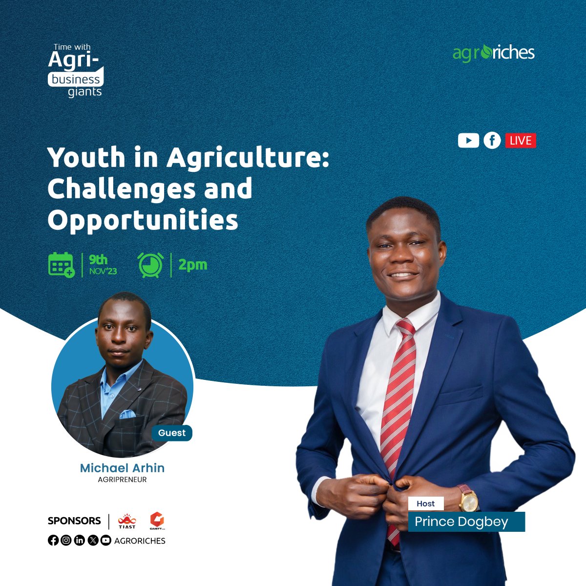 Youth in Agriculture: Bridging the Gap - Join us live tomorrow at 2pm on Facebook and YouTube as we delve into the challenges and opportunities. Don't miss out!

#tiastgroup #youthdevelopment #Agriculture #Ghana #challenge #opportunities #interview #farm #agriculturelife