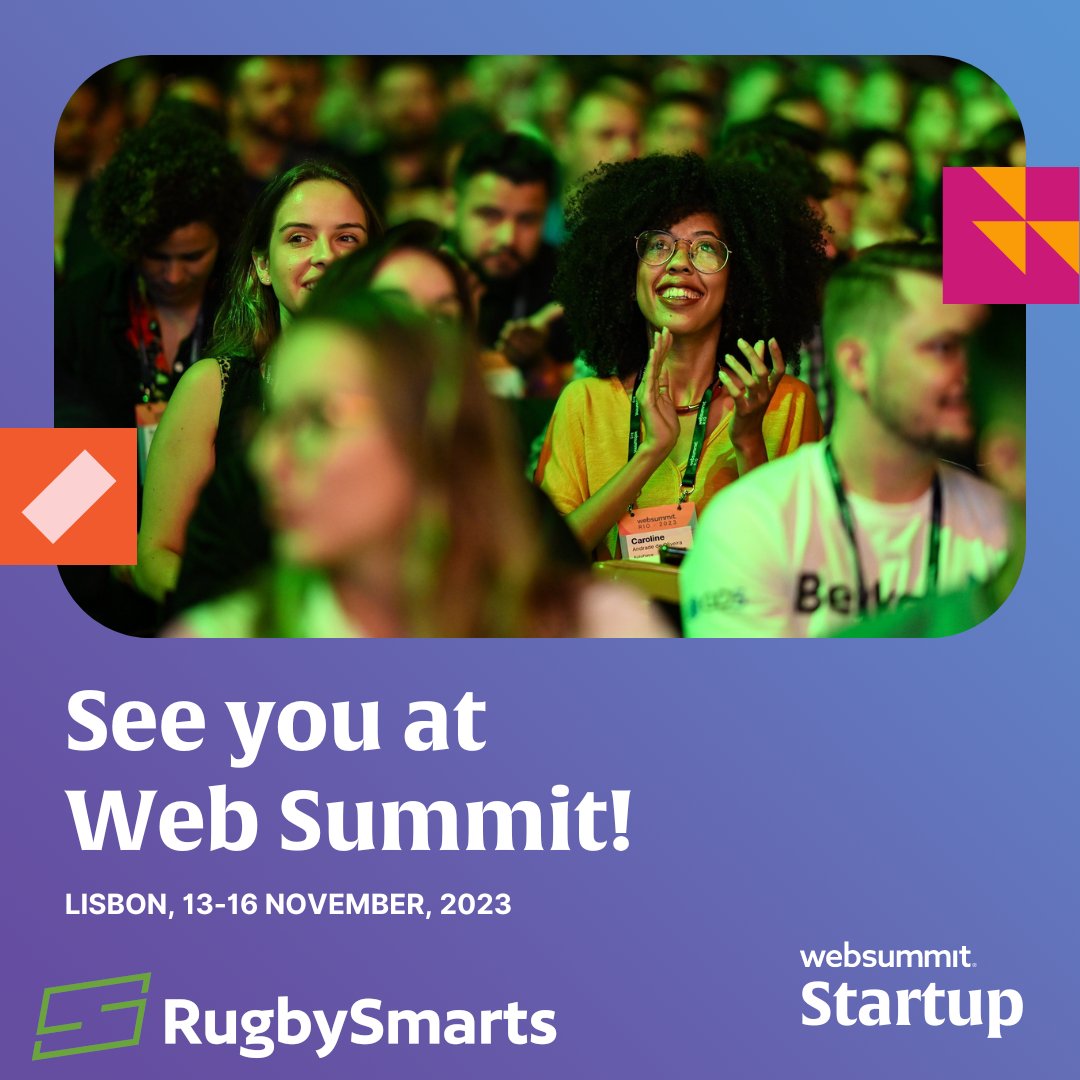We’re delighted to announce that RugbySmarts is taking part in #WebSummit and will be joining the startup programme and is part of the #IrishHub. Come visit us at our exhibition space on Tuesday 14th or watch us on stage on Thursday 16th at 1.20pm. Can’t wait to meet you all🙌