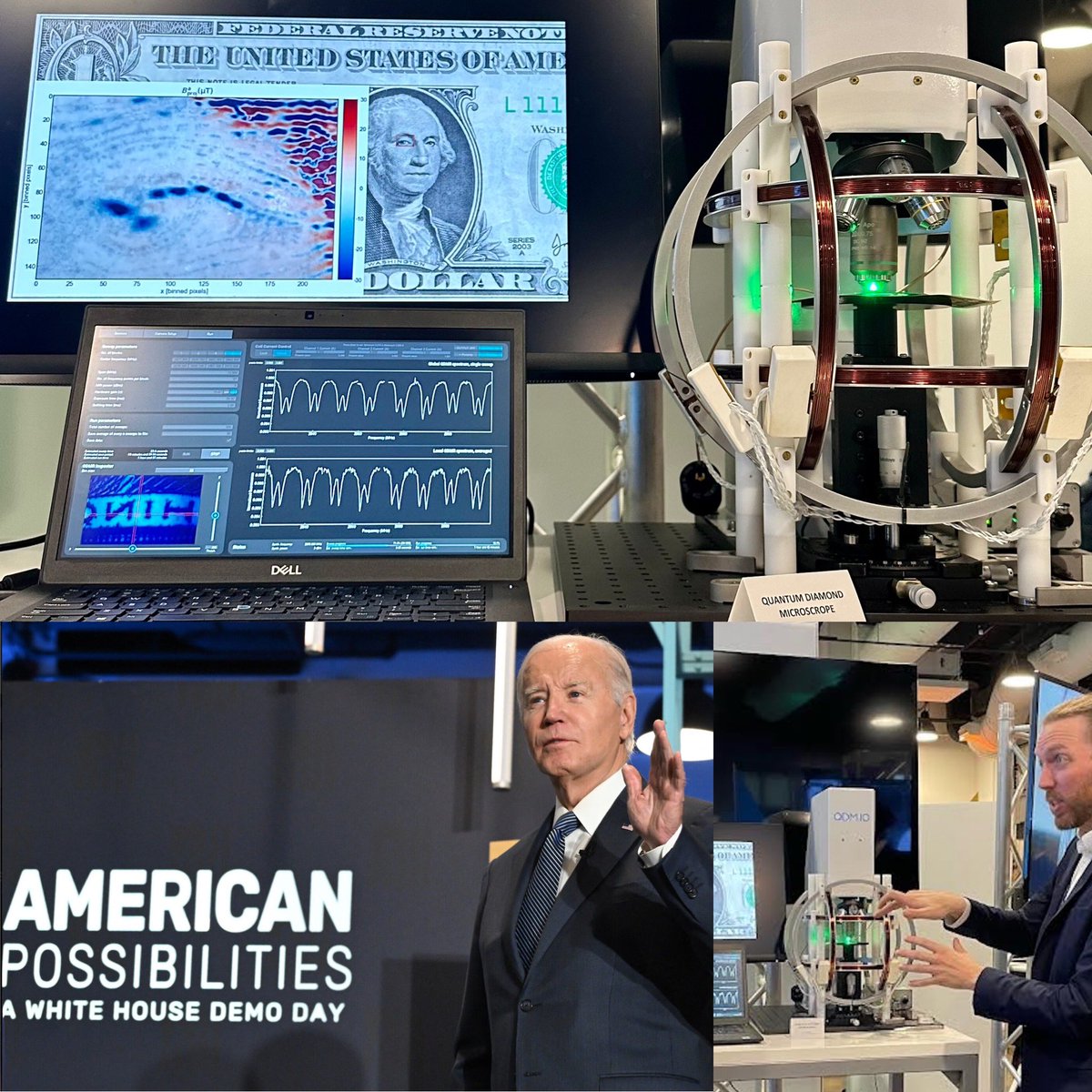 What a day for the #QDM! The #Quantum #Diamond #Microscope (QDM) was a featured technology at yesterday's "American Possibilities" event hosted by <a href="/WhiteHouse/">The White House</a> and <a href="/WHOSTP45/">White House OSTP</a>— and attended by <a href="/POTUS/">President Donald J. Trump</a>. The commercially available QDM as part of the "#Quantum Futures" table.
