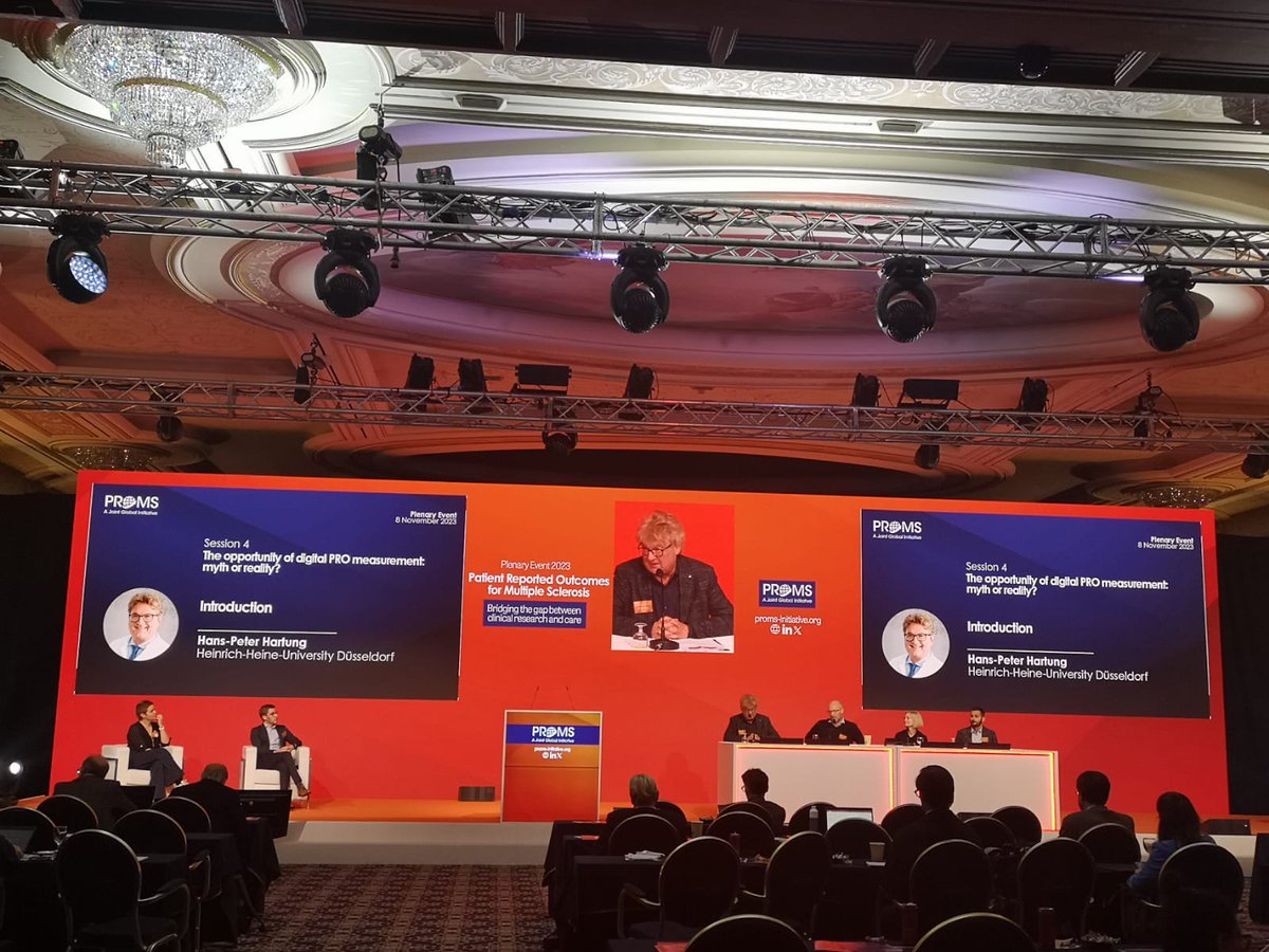 Global PROMS Initiative (@promsinitiative) on Twitter photo Heading into discussing the exciting opportunity of PRO measurement through digital tools. <a href="/HansPeterHartu1/">Hans-Peter Hartung</a> moderates a session including the PROMS Ehealth catalogue (<a href="/LiesbetPE/">Liesbet PEETERS</a> ), Mobilise-D EU case-study, Industry experiences (<a href="/Roche/">Roche</a> @adscientiam ) and PwMS perspectives Heading into discussing the exciting opportunity of PRO measurement through digital tools. <a href="/HansPeterHartu1/">Hans-Peter Hartung</a> moderates a session including the PROMS Ehealth catalogue (<a href="/LiesbetPE/">Liesbet PEETERS</a> ), Mobilise-D EU case-study, Industry experiences (<a href="/Roche/">Roche</a> @adscientiam ) and PwMS perspectives