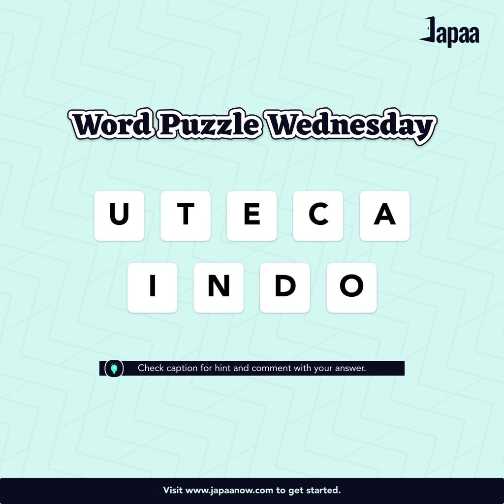 japaanow's tweet photo. Hint: It's what we're all about here at Japaanow! 

#WordPuzzle #Japaanow #Unscramble https://t.co/drdFtrarjv