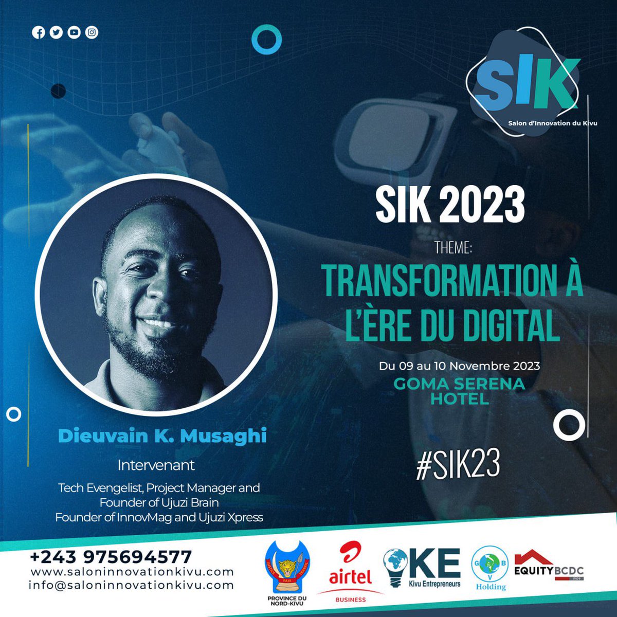 salon_kivu's tweet photo. Nous sommes honorés d'accueillir Dieuvain K. Musaghi, Tech Evangelist, Project Manager et Fondateur d'#UjuziBrain, #GodwinnerCorporation, #InnovMag, et #UjuziXpress, ainsi que Co-Fondateur de #GomaConnect.

@musaghidieuvain #SIK_2023
1/? https://t.co/wbybzkbkbA