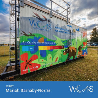 A new Air Quality Health Index (AQHI) station has moved into the Town of Hinton. WCAS has wrapped the station with the eye-catching artwork of Hinton-raised artist Mariah Barnaby-Norris.#airshedsandartists, #albertaairsheds, #airquality, #womenindesign, #canadiandesign