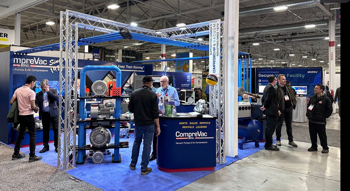 ComprevacInc's tweet image. Another busy day for CompreVac staff at the Advanced Design and Manufacturing show at the Toronto Congress center. Come on down and visit us at booth #1619.
