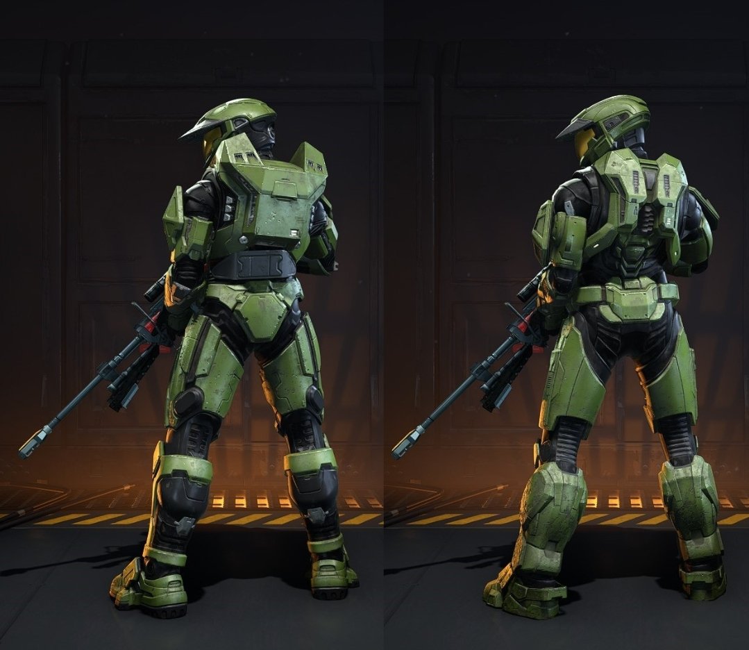 KevinKoolxHalo's tweet image. Halo Infinite Mark V compared to Reach Mark V.

Similar but some key differences that make the new Halo Infinite MkV feel like tge true CE armor.
Credit Reddit user: SpacyCakes