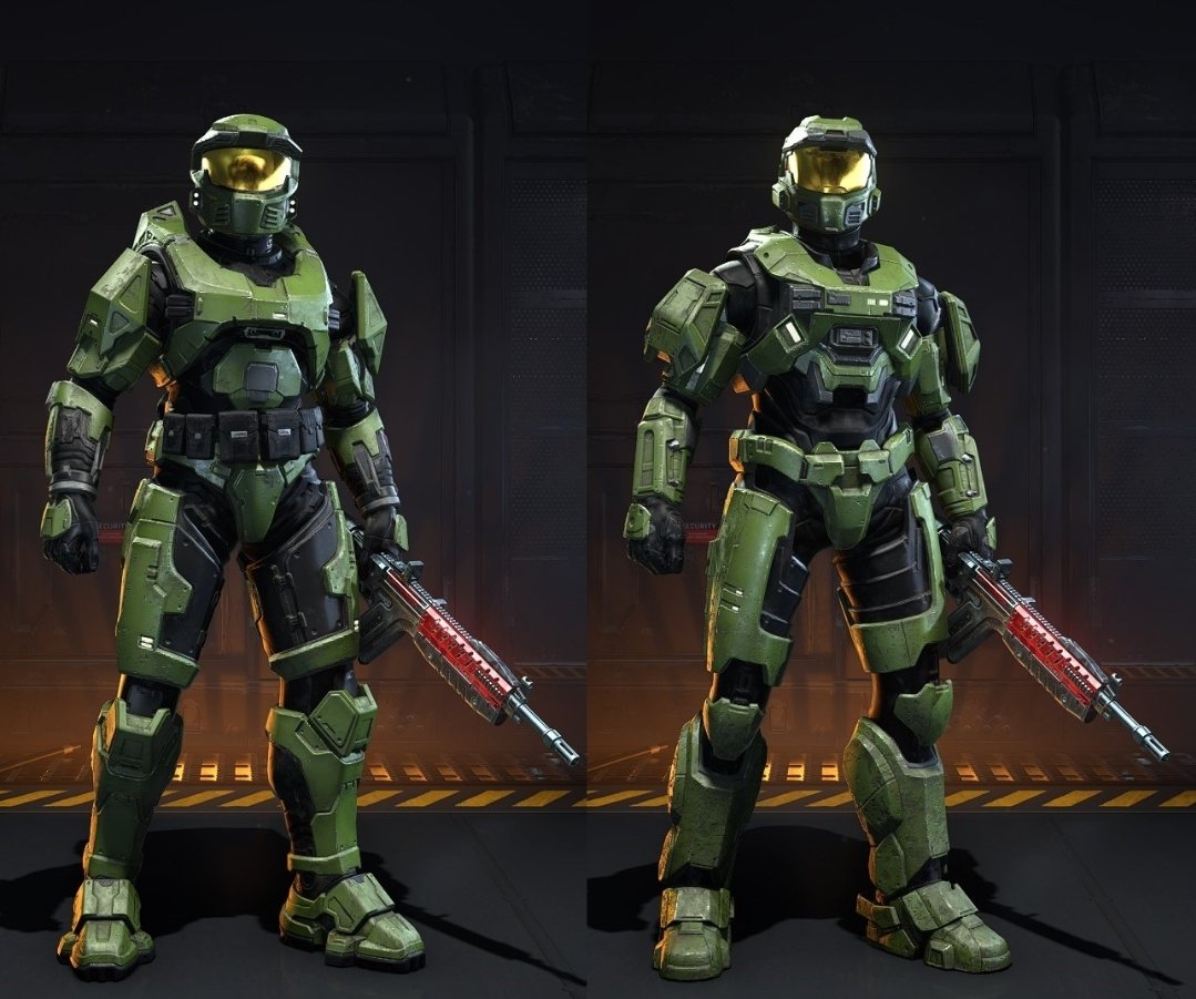 KevinKoolxHalo's tweet image. Halo Infinite Mark V compared to Reach Mark V.

Similar but some key differences that make the new Halo Infinite MkV feel like tge true CE armor.
Credit Reddit user: SpacyCakes