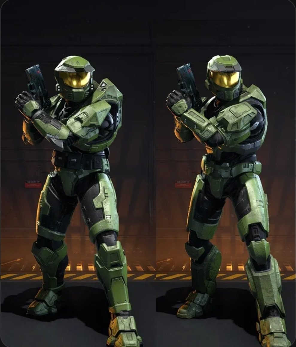 KevinKoolxHalo's tweet image. Halo Infinite Mark V compared to Reach Mark V.

Similar but some key differences that make the new Halo Infinite MkV feel like tge true CE armor.
Credit Reddit user: SpacyCakes