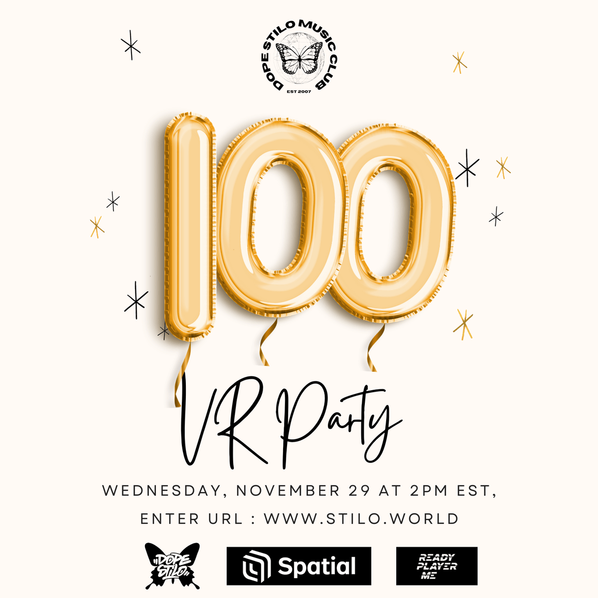 STILOWORLD's tweet image. 🎉 Celebrating my 100th consecutive week in VR, throwing epic events, concerts, and festivals! Join us at "The VR Party" and be part of this incredible milestone in the world of #VR. 🥳

Huge thanks to @Spatial_io, @readyplayerme, and all the amazing friends and connections we've