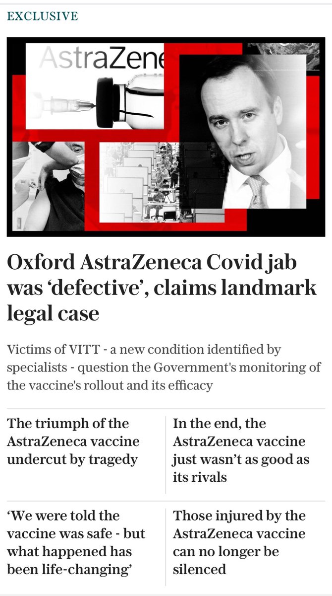 garetheve's tweet image. In The Telegraph this evening

Fighting for the acknowledgment, apology and support so many families need after such tragic, unnecessary losses and life changing injuries.

It’s time the Government and AstraZeneca sat down with us and sorted this out.

For Lisa x