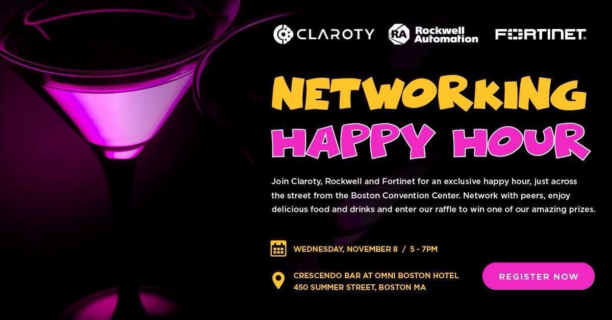 Claroty (@claroty) on Twitter photo Hello from <a href="/AutomationFair/">Automation Fair</a>! Visit Booth 1468 to see our xDome and CTD integrations, and if missed our speaking session yesterday, catch TOMORROW's session @ 10:00am at Room 204A!
+RSVP for TONIGHT's šø Happy Hour: okt.to/sBCi29 #ROKEvents Hello from <a href="/AutomationFair/">Automation Fair</a>! Visit Booth 1468 to see our xDome and CTD integrations, and if missed our speaking session yesterday, catch TOMORROW's session @ 10:00am at Room 204A!
+RSVP for TONIGHT's šø Happy Hour: okt.to/sBCi29 #ROKEvents