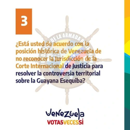 El Territorio Esequibo es nuestro, <a href="/FundabOFL/">Fundación de la Armada Bolivariana</a> junto al pueblo venezolano este #3Dic participaremos en el referéndum, en defensa de la Guayana Esequiba.

#5VecesSi
#5VecesSiPorMiEsequibo
#VenezuelaToda
#SomosBicentenario