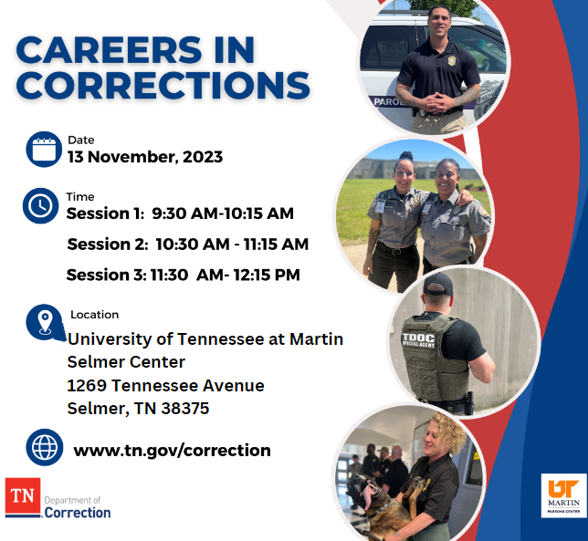 Come join us for a webinar on Careers in Corrections with the @tntdoc1. Session times are listed. Call us for more information! (731) 646-1636
#careeropportunities #corrections #careerincorrections #TDOC #Tennessee #TennesseeDepartmentofCorrection #job #jobopportunity #webinar