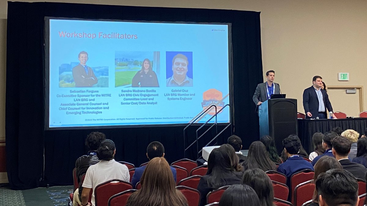 MITREcorp's tweet photo. We had a great week connecting with #HispanicsInTech at #SHPE2023. Check out our careers page for opportunities join #TeamMITRE. #BestPlaceToWork https://t.co/UDVCSjBTCX https://t.co/Pcd2lUqQxP