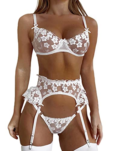I just received Kaei&Shi Garter Lingerie for Women,Underwire Embroidered Sexy Lingerie,Ruffle 3 Piece