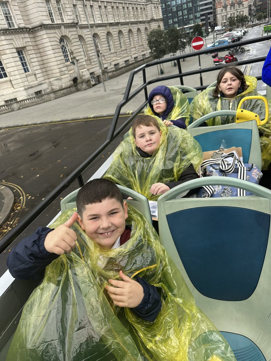 RimroseHope's tweet photo. Even the rain didn’t spoil our fun! 3/4 MR well done for today! What a wonderful time we have had! #schooltrip #opentopbustour #cityexplorers #geographyatrimrose https://t.co/gSGkTPEv4j