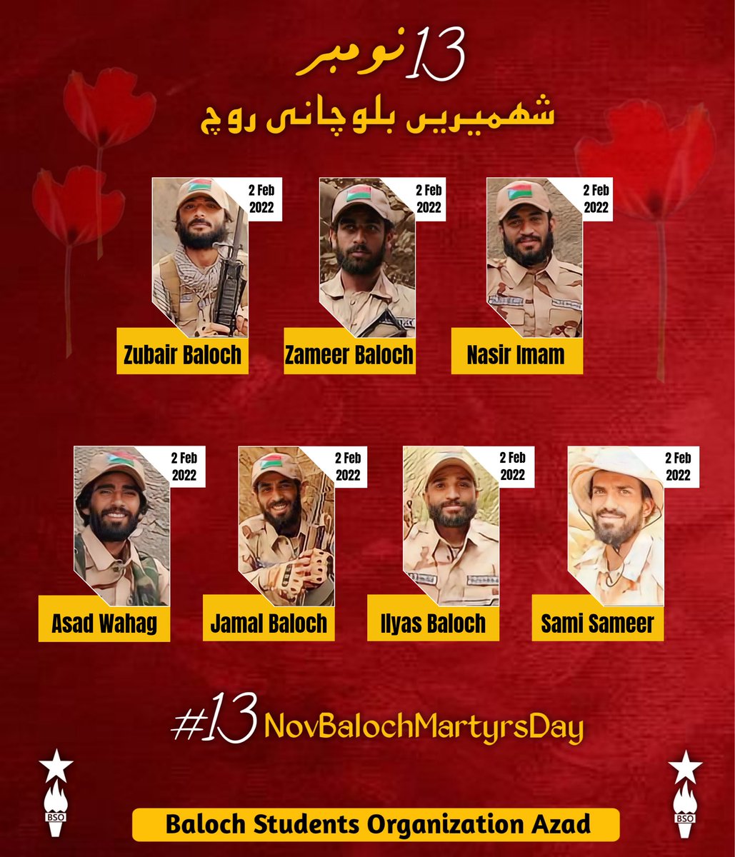If I can pay a red tribute to other martyrs, why can I not accept this red tribute to myself?

Martyr Ghulam Mohammad

#13NovBalochMartyrsDay