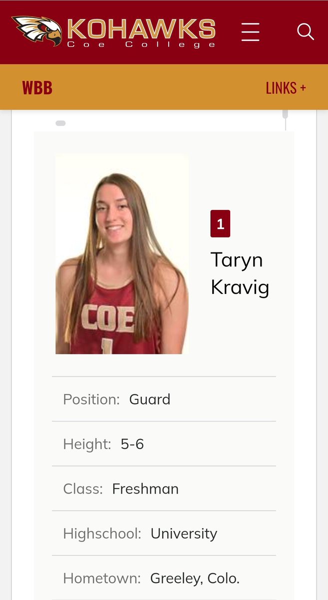 Want to extend our well wishes to <a href="/TKravig/">Taryn Kravig</a> as she represents the Dogs in her 1st college game tonight. Go <a href="/CoeCollegeWBB/">Coe College Women's Basketball</a> !