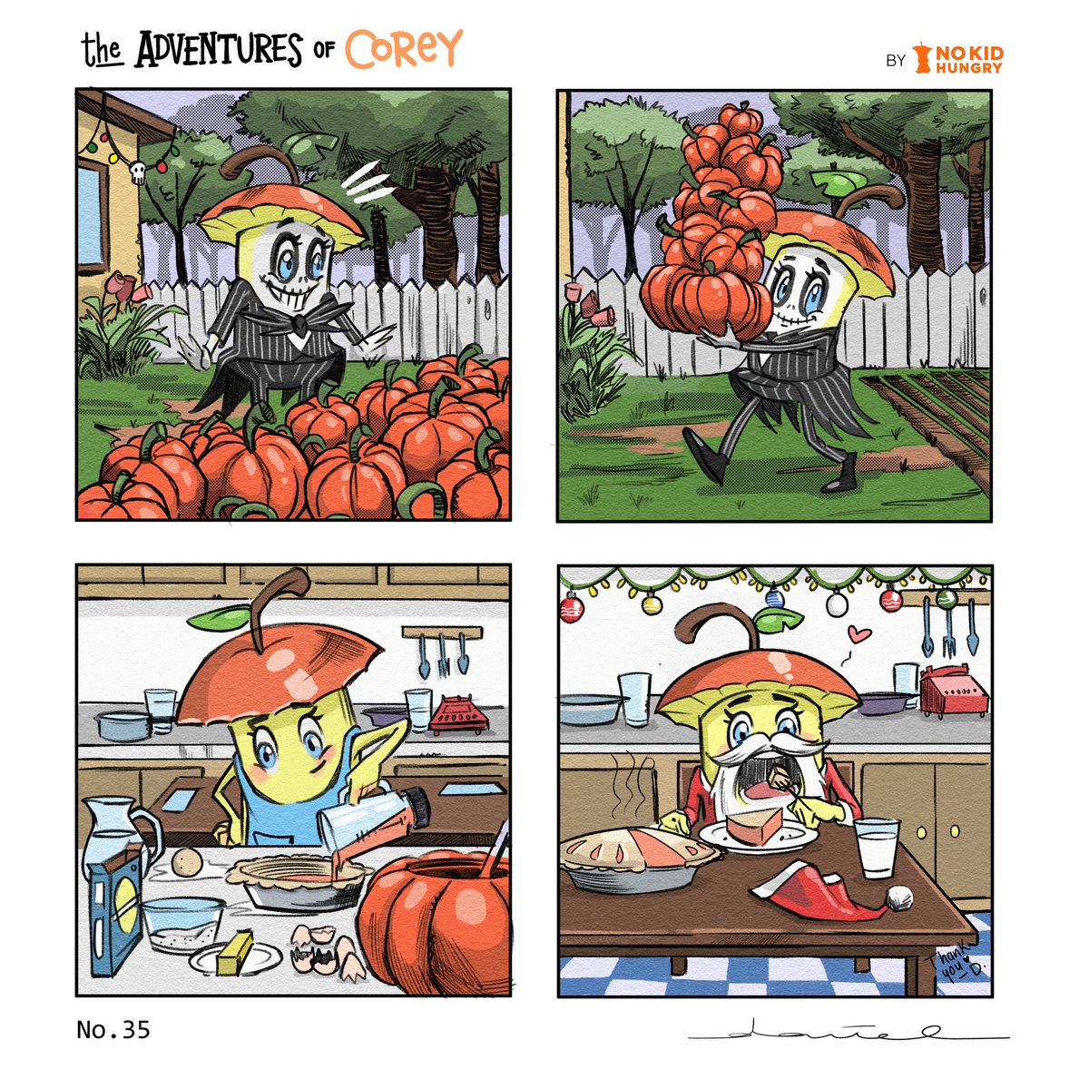 STREAM_NKH's tweet photo. Corey makes the best of the changing seasons. 🍂🥧
#CoreyComic
#Friendsgiving
#AdventuresofCorey https://t.co/EdobMrdnJ0
