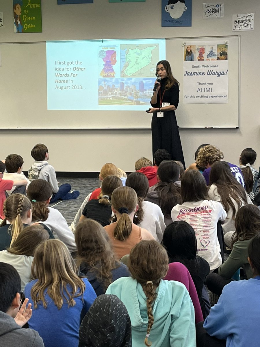 Thank you to <a href="/D25SouthLMC/">South LMC</a> and <a href="/ahml/">ahml</a> for bringing author Jasmine Warga to speak to our 6th graders. We are so lucky!!