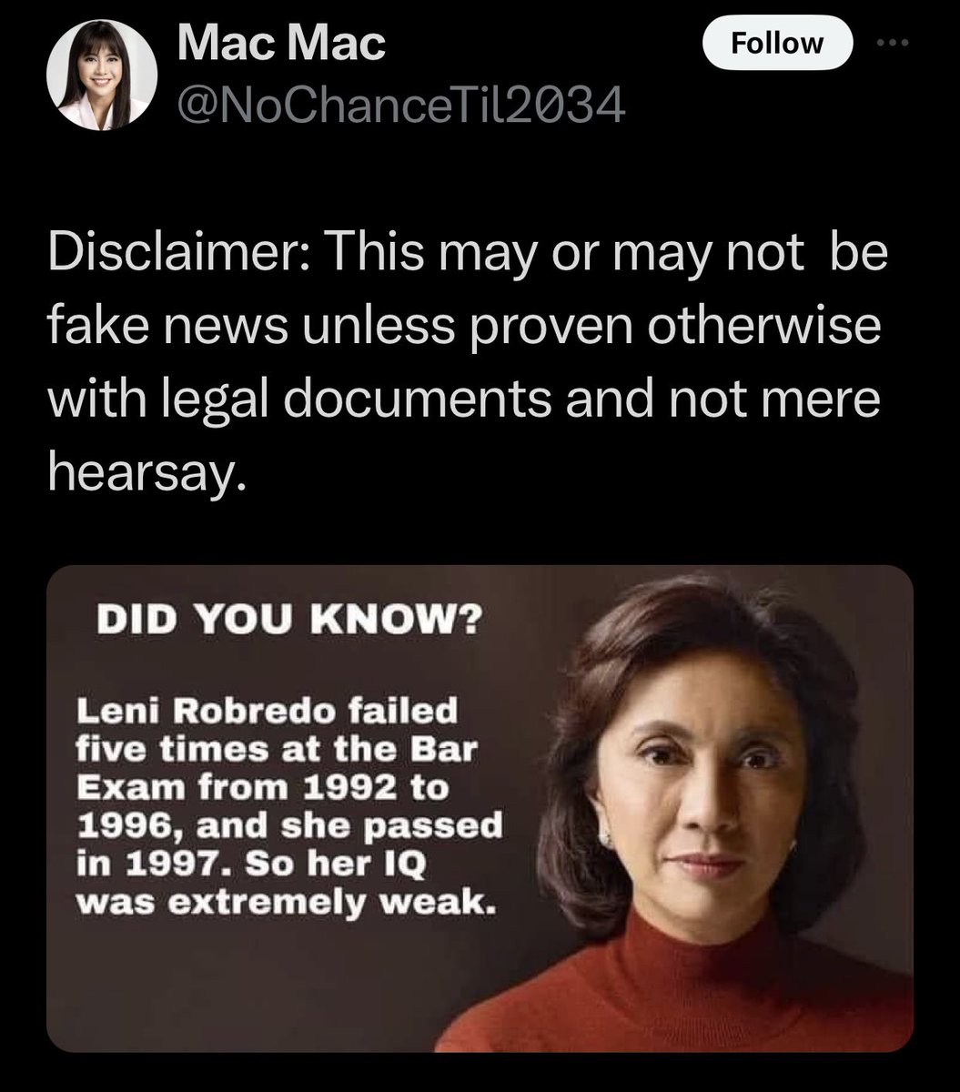 jclem3's tweet photo. Why would you post this if it's unverified? Then protect yourself with a disclaimer? She passed on her second take. Everyone knows that. 

You have malicious intent in mind. You are a bane on society with your fake news. 

Wala na talagang makain? https://t.co/axdvkswp8f