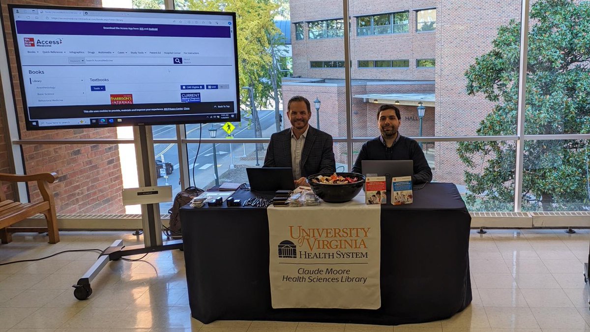 @MHMedical rep Matt Scalabrino & Elec Resources Lib Lewis Savarese are ready for your questions!
Stop by the Link (in front of the Lib's main entrance) between now and 2PM to learn more about AccessMedicine, and remember: there's nothing to buy because HSL already subscribes!