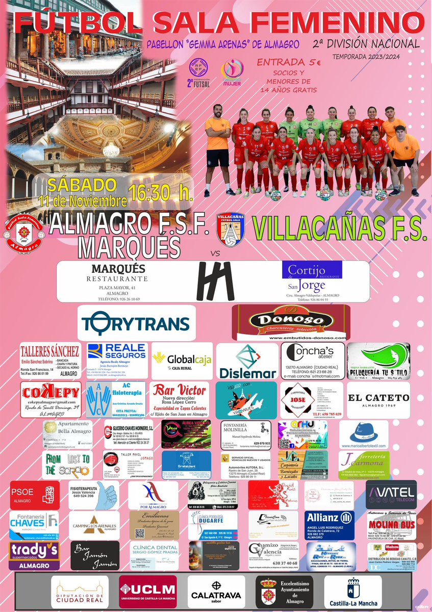 Este sábado volvemos a jugar en casa y necesitamos vuestra ayuda!! 

2divi Naciónal 

Sábado 11 Noviembre 

16:30 h 

Pabellón Gemma Arenas 

Te lo vas a perder? 
Ven y anima a nuestras chicas, nos necesitan!! 🔴
