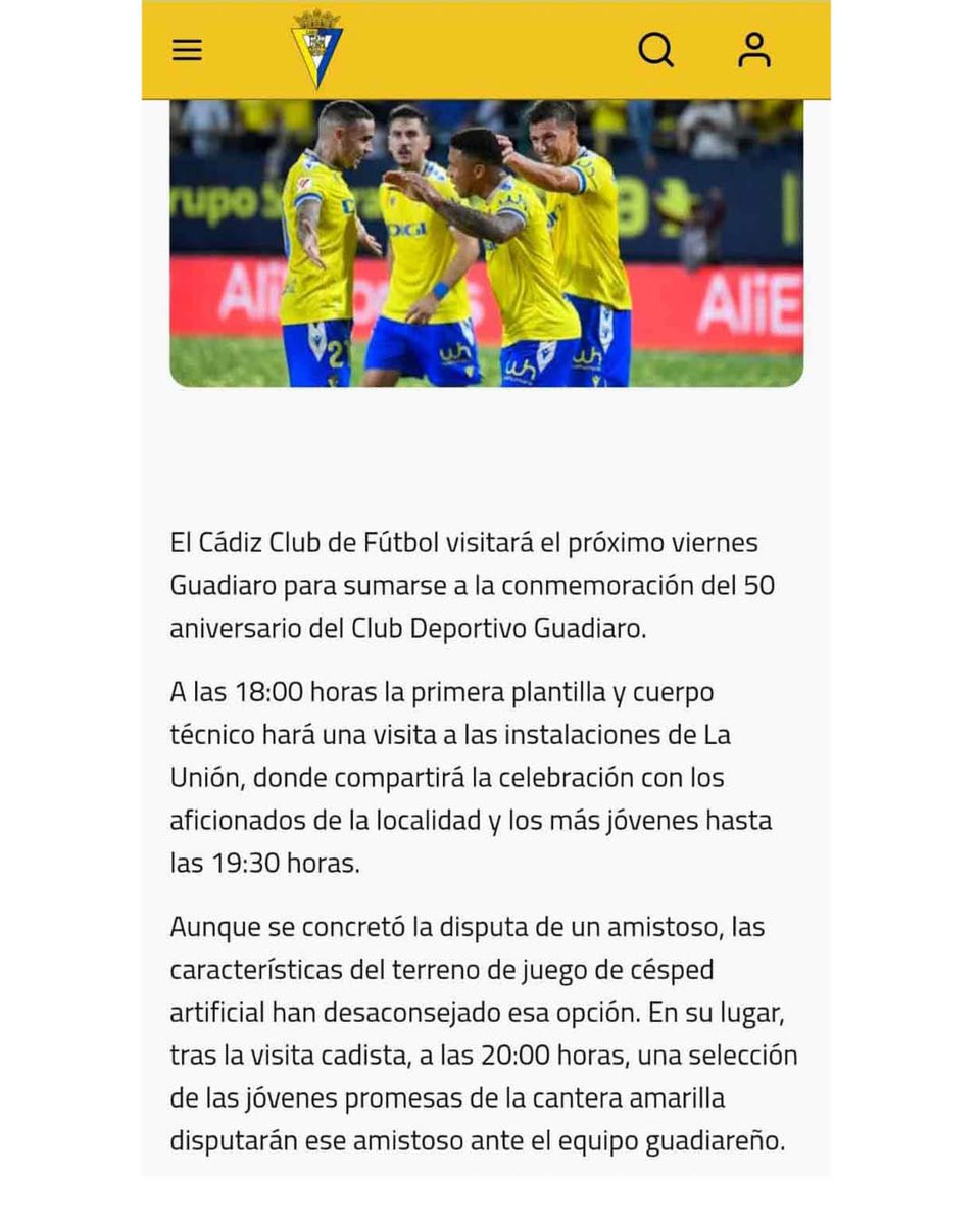 𝗡𝗢𝗧𝗔 #CDGuadiaroCadiz 

✅ Os informamos a todos nuestros aficionados y simpatizantes de nuestro CD Guadiaro, os compartimos del último cambio realizado durante la tarde de hoy por parte del CADIZ CF.