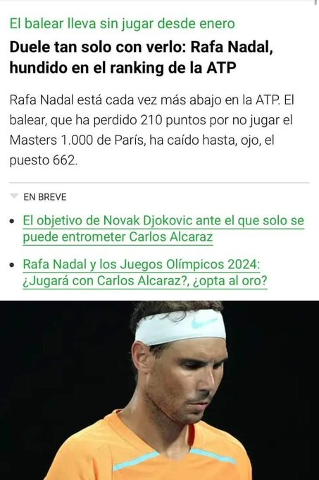 La_SemiYA_dl_VD's tweet photo. 🚨La VERDAD SIEMPRE prevalece🚨

Rafa NADAL defensor de los PINCHAZOS CAE hasta el puesto 662 de la ATP

NOVAK Djokovic defensor de su LIBERTAD y SALUD es NÚMERO 1 de la ATP sacando 3.000 PUNTOS al nº2

Porque SÓLO LA VERDAD nos HARÁ LIBRES

Gracias,somos IMPARABLES e INEVITABLES https://t.co/kusT74Ccr4