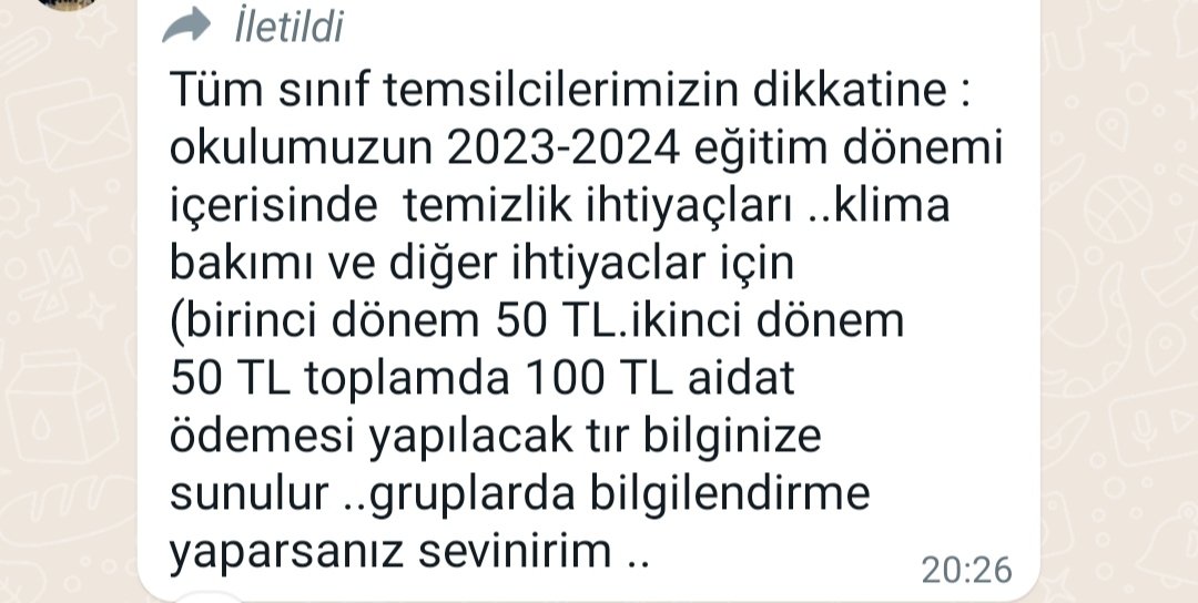 Gece3533's tweet photo. @tcmeb @Yusuf__Tekin Devlet okulundan böyle bir yazı geldi bunun için ödeme yapmamızı istiyorlar .ilköğretim ve ortaokul.bu zorunlu mu https://t.co/KqyGKf1X7p