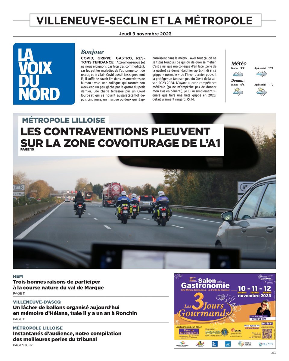 Bonjour ! Voici les sujets à la Une de votre édition locale #VilleneuveDAscq #Seclin ce jeudi. Votre journal numérique >>> journal.lavoix.com Bonne journée à tous !