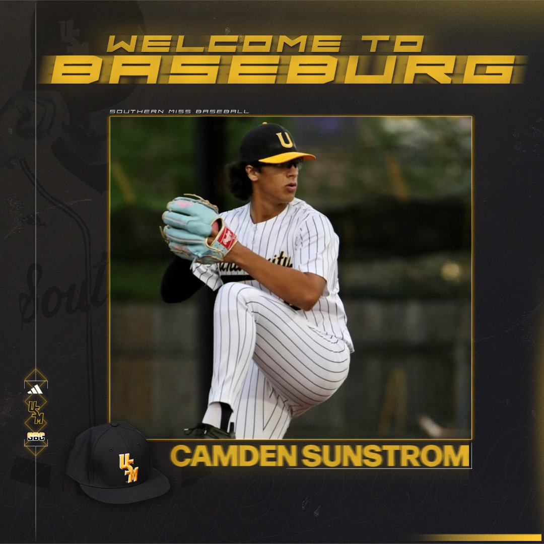 SouthernMissBSB's tweet photo. 𝗜𝗡𝗞𝗘𝗗

Welcome home, Camden!

🧢: RHP
📏: 6'1"
📍: Baton Rouge, La.
🎓: University HS

@camdensunstrom1 | #EverythingMatters | #SMTTT https://t.co/yyS0vijTry