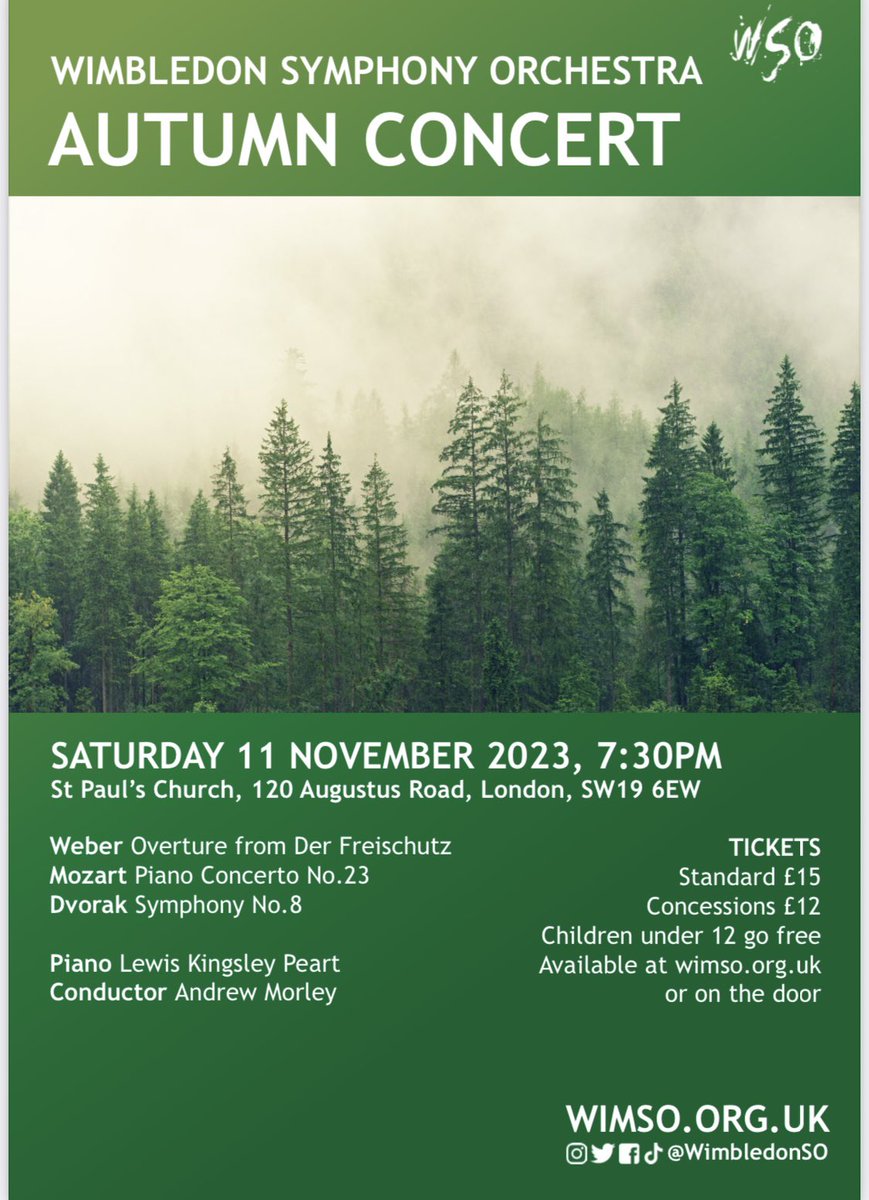 Check out the details for our latest concert, this Saturday 11 November at 7.30pm, St Paul’s Church Wimbledon Parkside. Ticket link below 👇 
eventbrite.co.uk/e/autumn-conce…

and also follow us on instagram to keep up to date!
instagram.com/wimbledonso?ig…