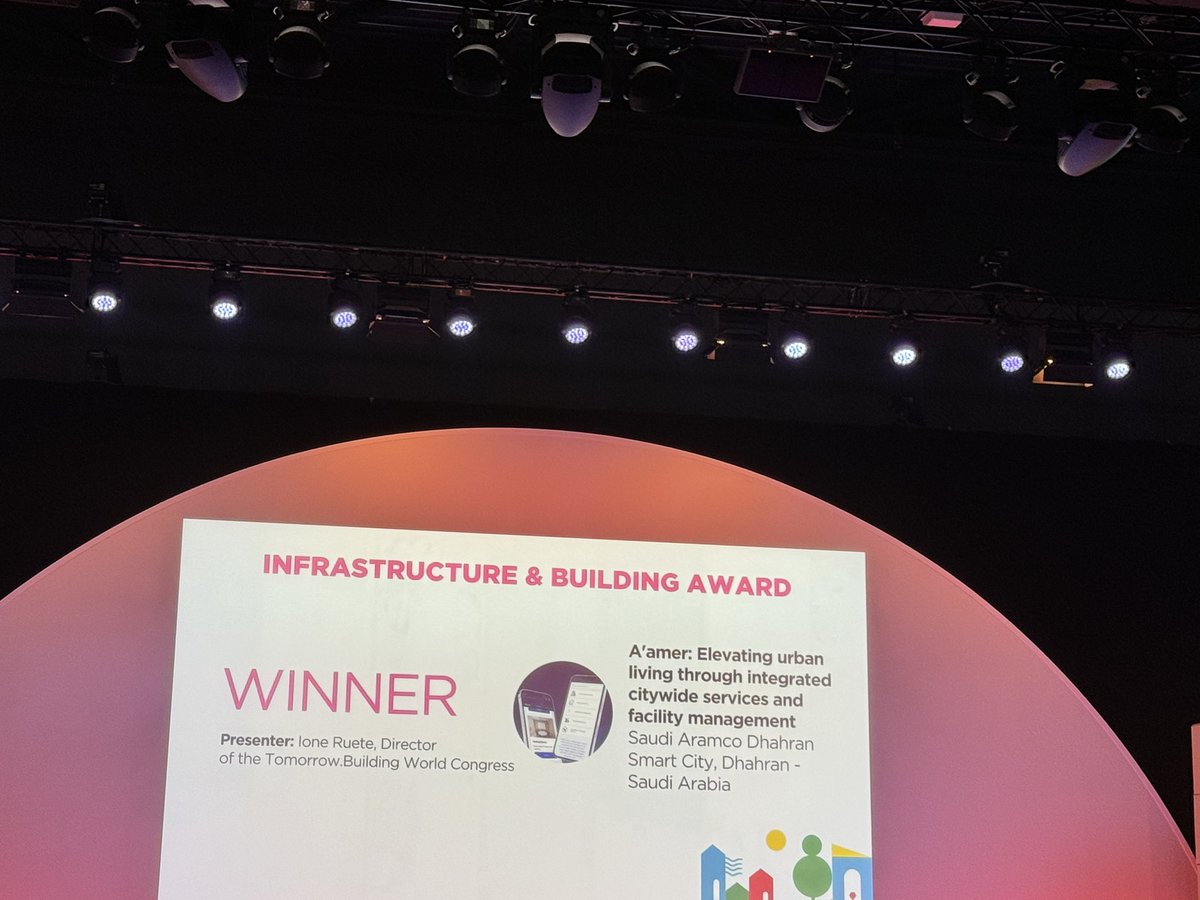 Congratulations to Aramco for winning the award for project and infrastructure at the Barcelona Smart City World Congress. It's a well-deserved recognition of Aramco outstanding contributions to the development of smart cities and infrastructure innovation. This achievement