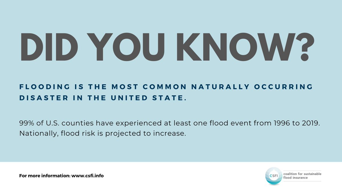CSFIUSA's tweet image. The National Flood Insurance Program is critical to protecting properties and communities across the country.  NFIP expires on November 17th, and it needs to be reauthorized NOW. 

Join the Coalition for Sustainable Flood Insurance and tell your Members of Congress today! 🌊